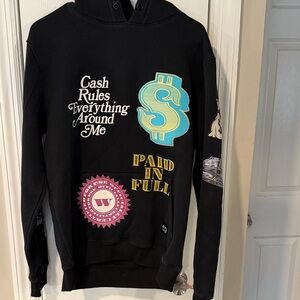Men's Black Graphic Hoodie cash rules everything around me